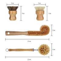 Natural Bamboo Dish Scrub Brush 4 Piece Set